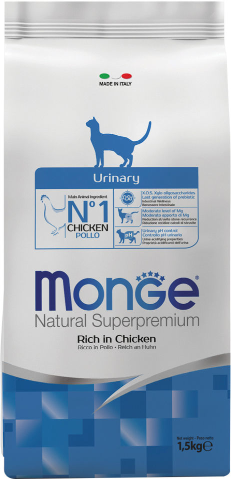 Сухой корм для кошек Monge Cat Urinary для профилактики МКБ с курицей 1.5кг