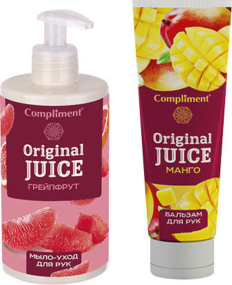Подарочный набор Compliment Original Juice Манго Грейпфрут Мыло-уход для рук 320мл + Бальзам для рук 100мл