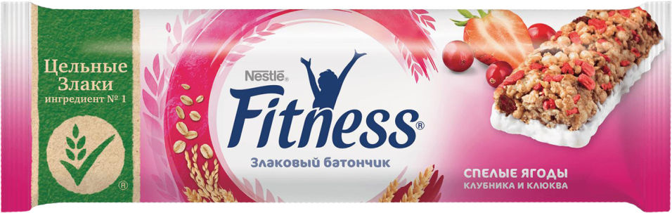 Батончик злаковый Nestle Fitness Клубника и Клюква 24г
