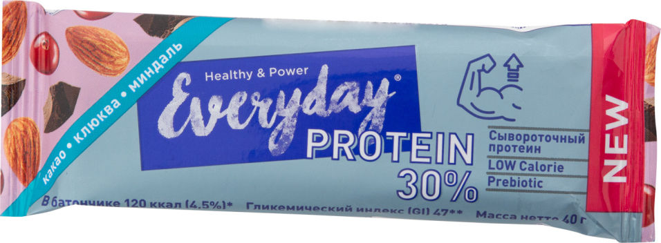 Батончик протеиновый Everyday Protein 30% Какао Клюква и Миндаль 40г