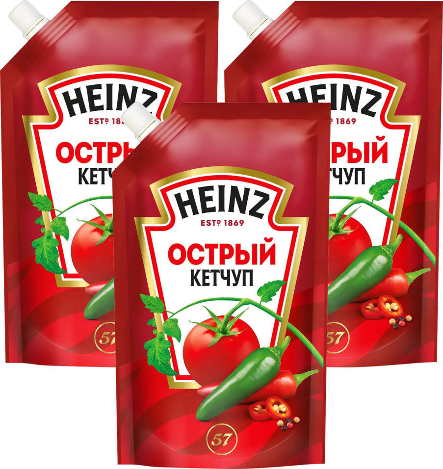 Кетчуп Heinz Острый 320г (упаковка 3 шт.)