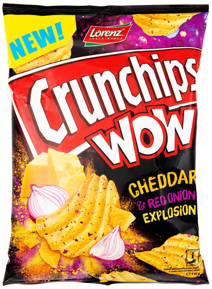 Чипсы Crunchips WoW картофельные со вкусом сыра Чеддер и красного лука 110г