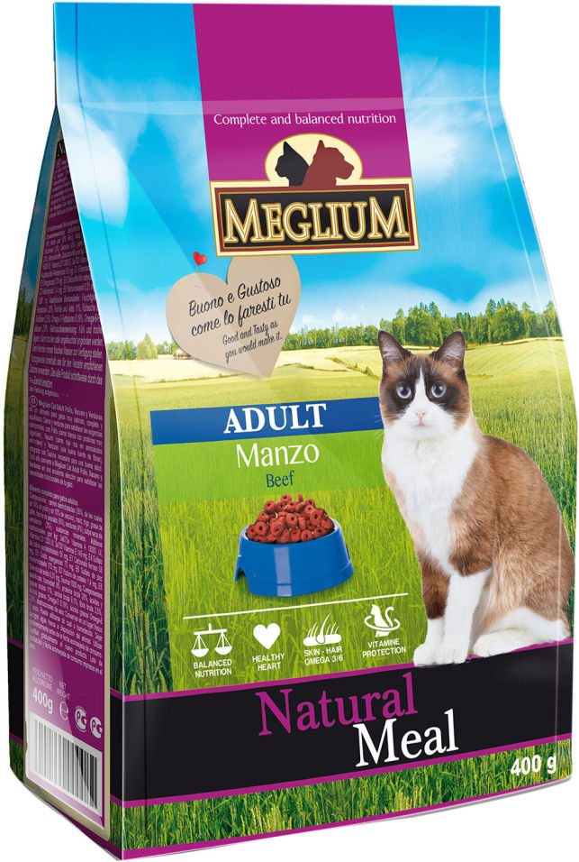 Сухой корм для привередливых кошек Meglium Adult Говядина 400г