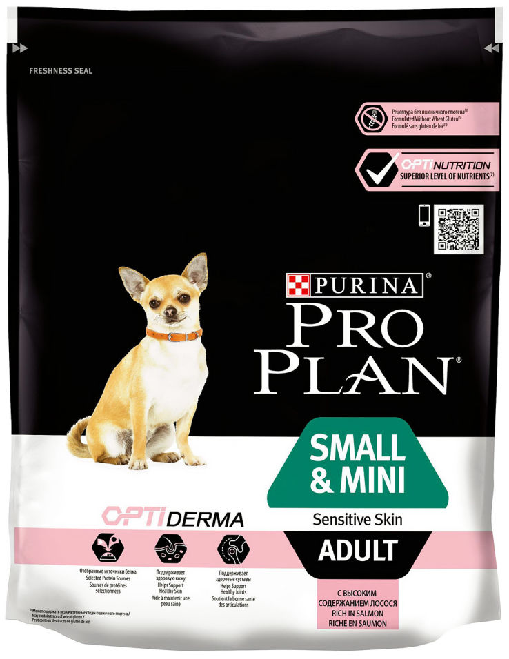Сухой корм для собак Pro Plan Optiderma Small&Mini Adult Sensitive с лососем и рисом 700г