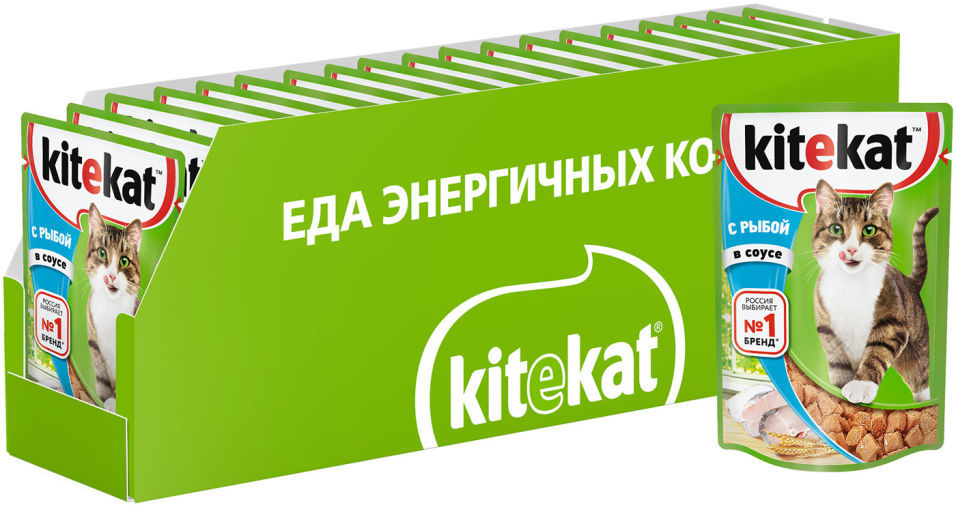 Влажный корм для кошек Kitekat с сочными кусочками рыбы в соусе 85г (упаковка 28 шт.)