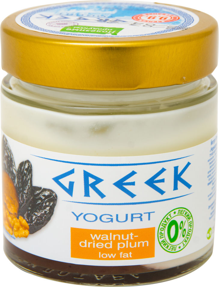 Йогурт Полезные продукты Греческий Чернослив-грецкий орех 0% 165г