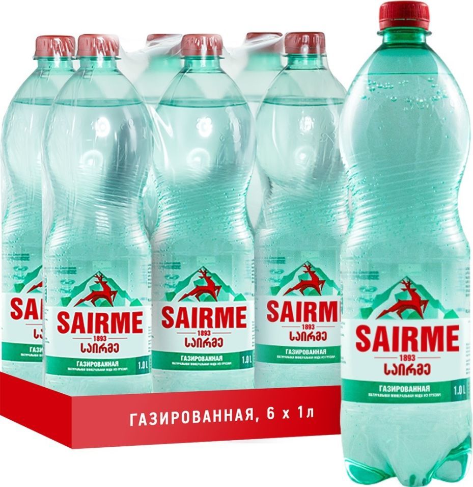 Вода Sairme минеральная лечебно-столовая газированная 1л (упаковка 6 шт.)