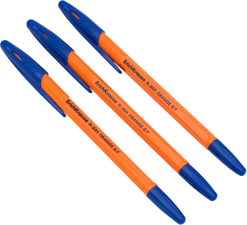 Ручка Erich Krause шариковая R-301 Orange 0.7мм 3шт (упаковка 17 шт.)