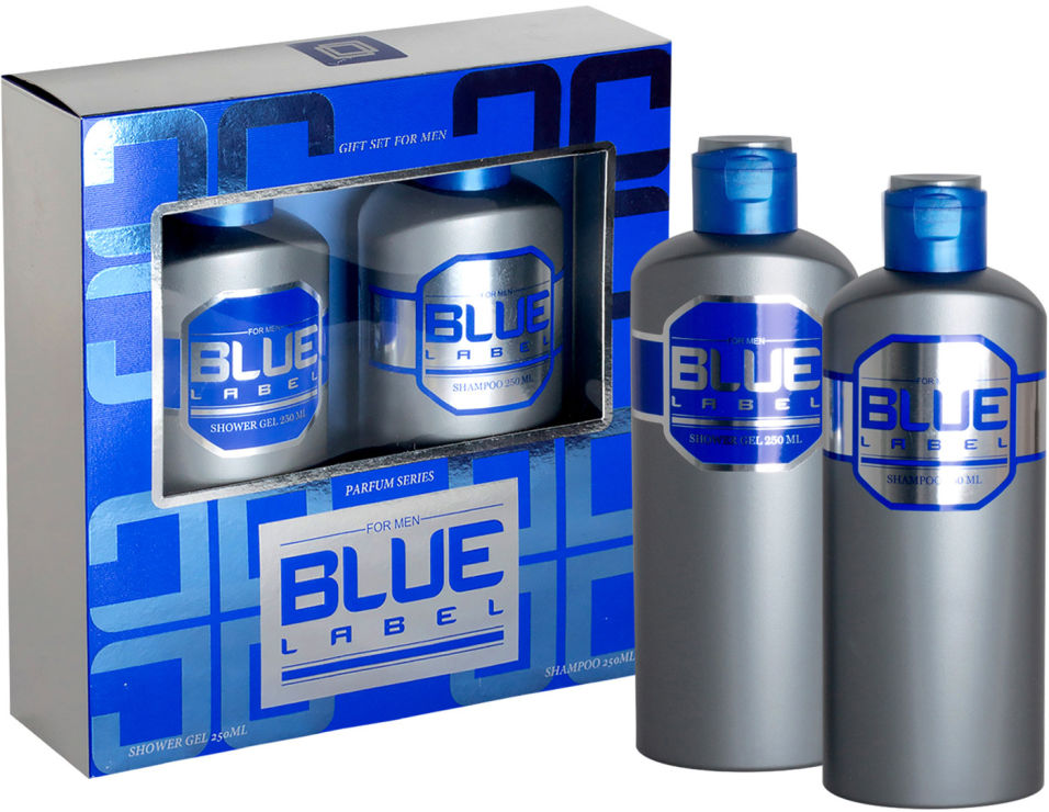 Подарочный набор Фестива Blue label мужской Гель для душа 250мл +Шампунь 250мл