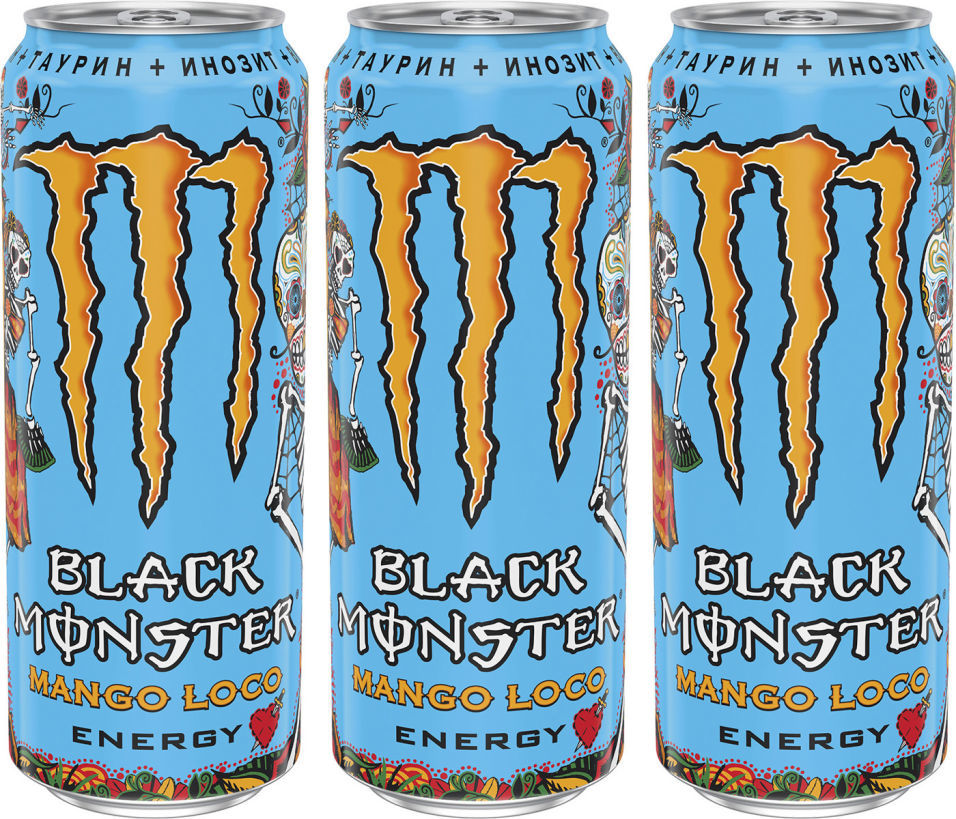 Напиток энергетический Black Monster Mango Loco Energy 499мл (упаковка 12 шт.)