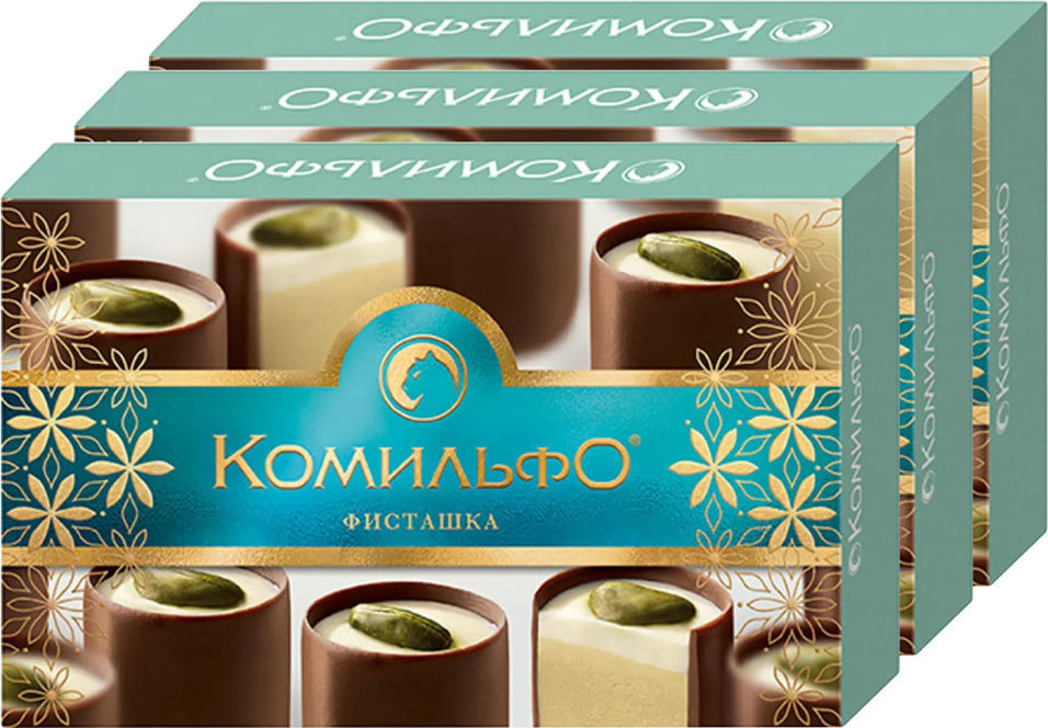 Конфеты Комильфо шоколадные Фисташка 116г в ассортименте (упаковка 3 шт.)