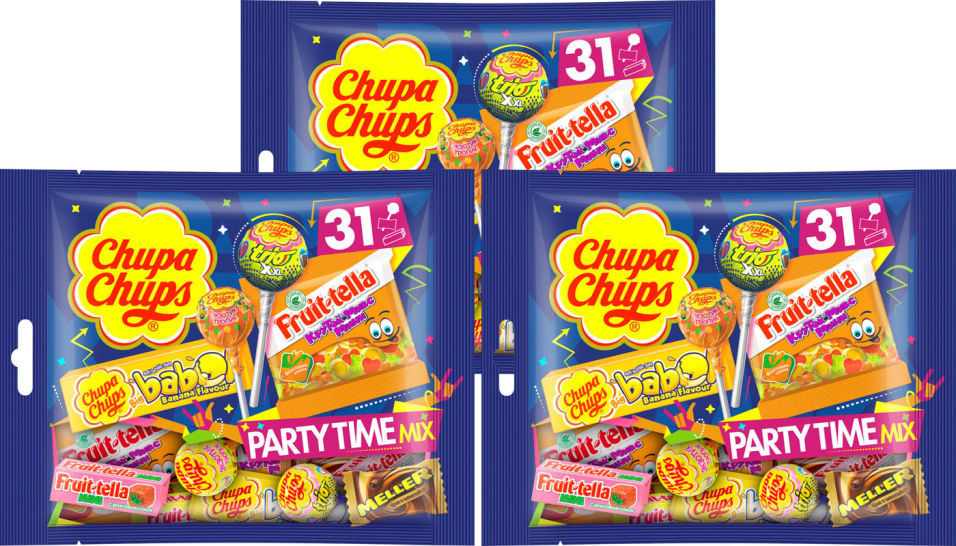 Набор конфет Chupa Chups Party Time Mix 380г (упаковка 3 шт.)