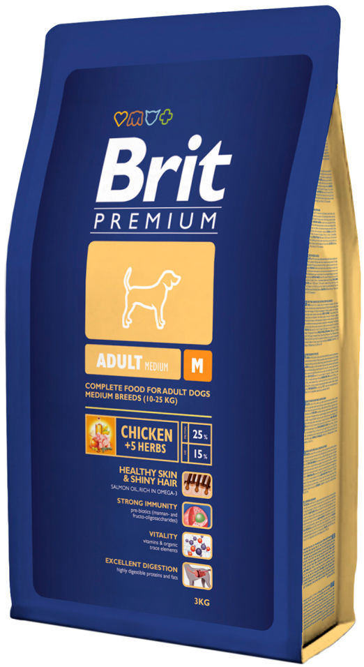 Сухой корм для собак Brit Premium Adult Medium с курицей 3кг