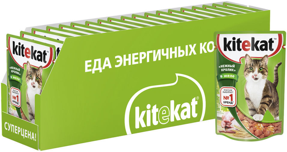 Влажный корм для кошек Kitekat нежный кролик в желе 85г (упаковка 28 шт.)