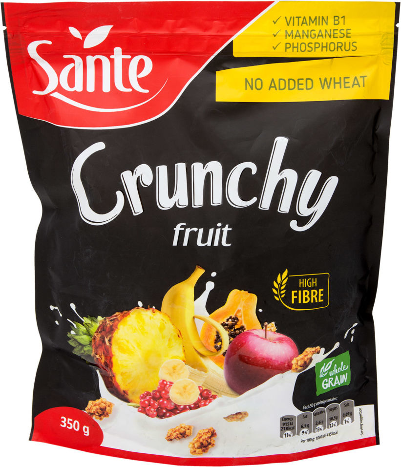 Хлопья Sante Crunchy Овсяные с фруктами 350г