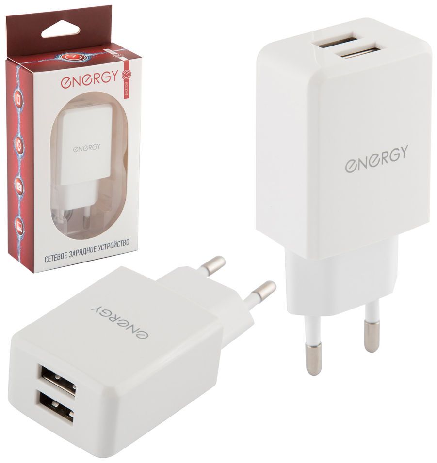 Зарядное устройство Energy ET-08 сетевое белый 28189₽
