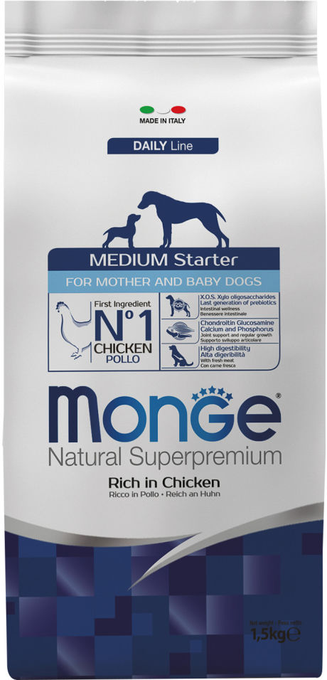 Корм для щенков Monge Dog Medium Starter для средних пород 1.5кг