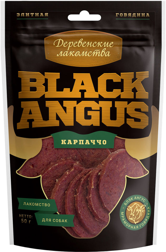 Лакомство для собак Деревенские лакомства Black angus Карпаччо 50г Лакомство для собак Деревенские лакомства Black angus Карпаччо 50г