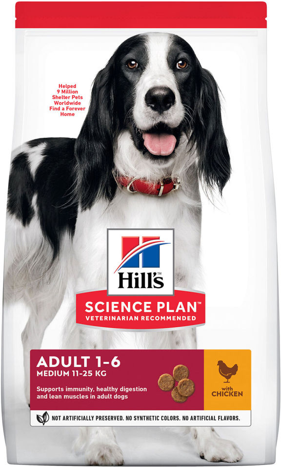 Сухой корм для взрослых собак Hills Science Plan Adult Medium для средних пород с курицей 12кг Сухой корм для взрослых собак Hills Science Plan Adult Medium для средних пород с курицей 12кг
