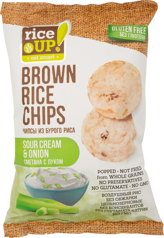 Чипсы Rice Up из бурого риса со сметаной и луком 60г