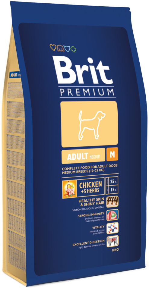 Сухой корм для собак Brit Premium Adult Medium с курицей 8кг Сухой корм для собак Brit Premium Adult Medium с курицей 8кг