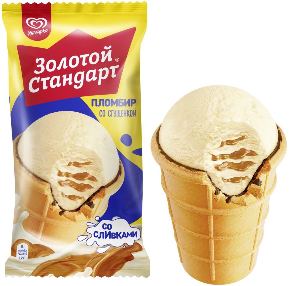 Мороженое Золотой стандарт Пломбир со сгущенкой 12% 89г