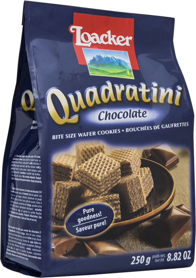 Вафли Loacker Quadratini Шоколад 250г