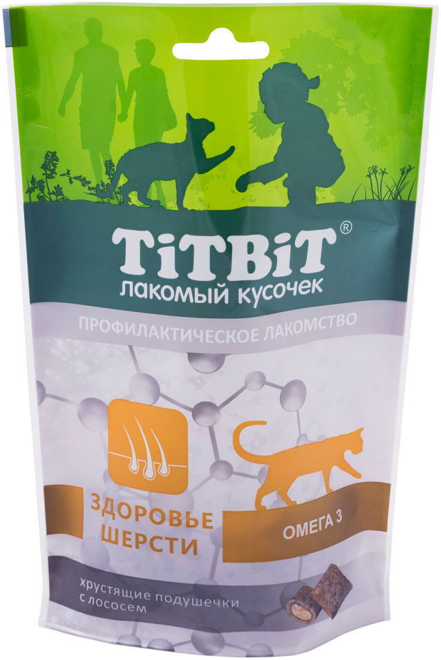 Сухой корм для кошек TiTBiT подушечки с лососем 60г Сухой корм для кошек TiTBiT подушечки с лососем 60г