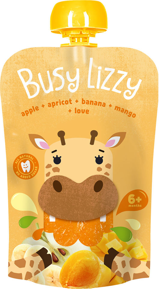 Пюре Busy Lizzy Яблоко Абрикос Банан Манго с 6 месяцев 100г