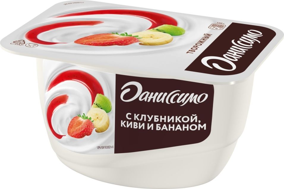 Продукт творожный Даниссимо с клубникой киви и бананом 5.4% 130г