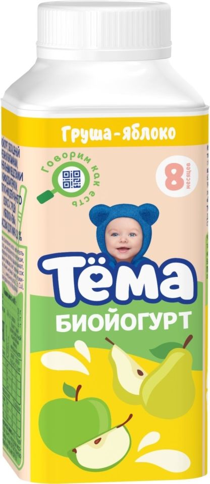 Биойогурт питьевой Тема Груша и Яблоко 2.8% 210г (упаковка 12 шт.)