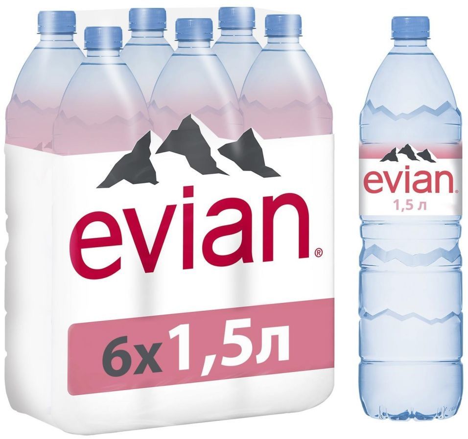 Вода Evian минеральная столовая негазированная 1.5л (упаковка 2 шт.)