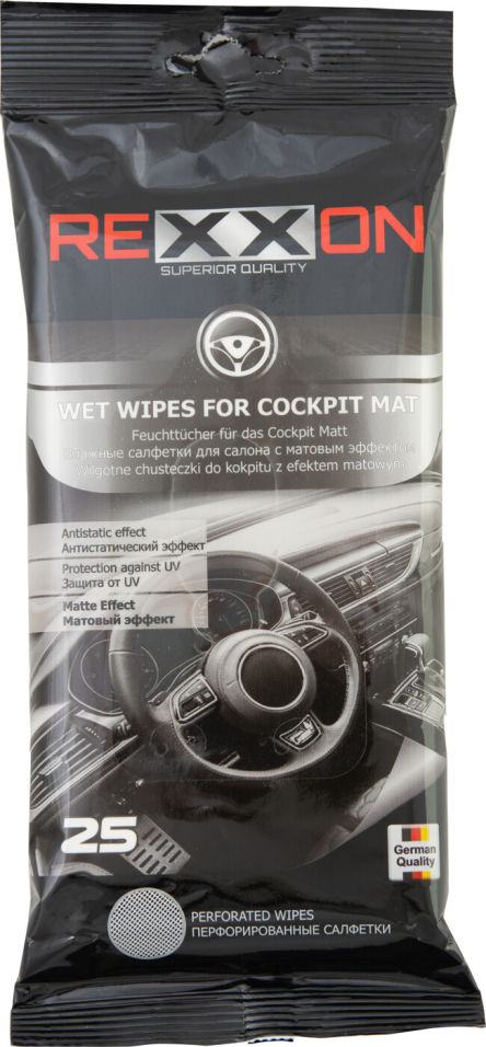 Салфетки влажные Rexxon для салона автомобиля 25шт