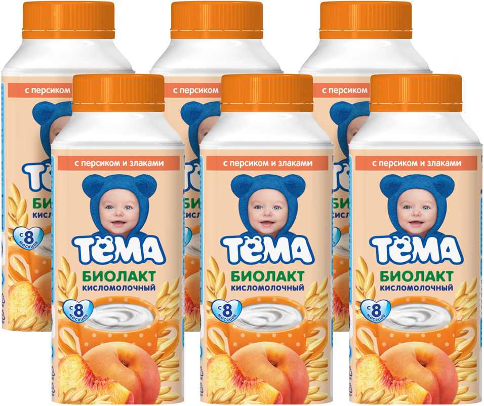 Биолакт Тема Персик-злаки 3% 206г (упаковка 6 шт.)