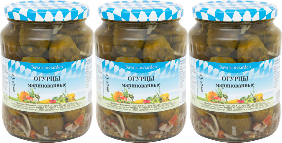 Огурцы Bavarian Garden маринованные 670г (упаковка 3 шт.)