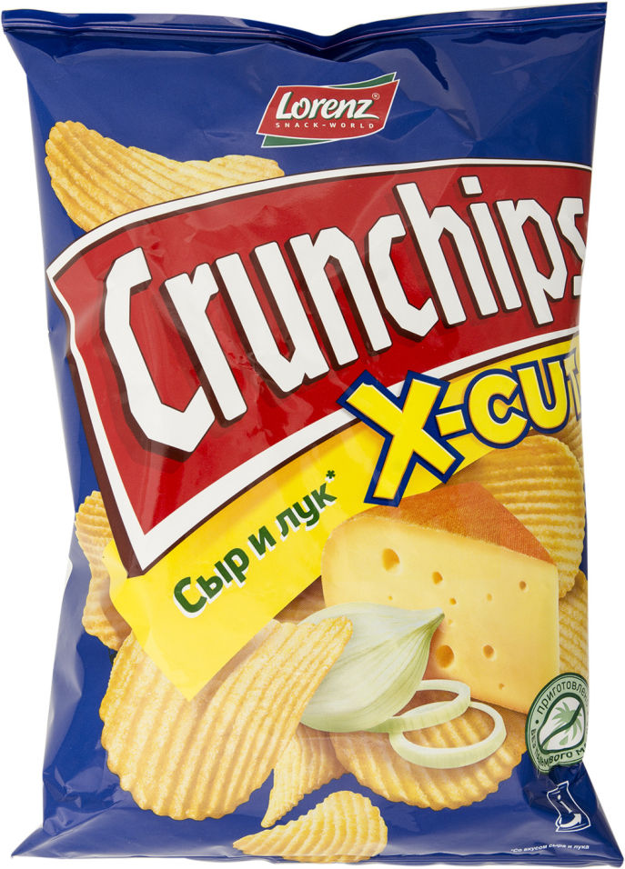 Чипсы Lorenz Crunchips X-Cut со вкусом сыра и лука 140г