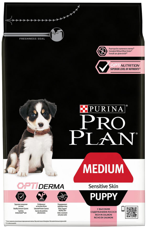 Сухой корм для щенков Pro Plan Optiderma Medium Puppy с лососем и рисом 3кг Сухой корм для щенков Pro Plan Optiderma Medium Puppy с лососем и рисом 3кг