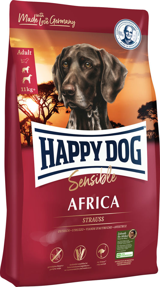 Сухой корм для взрослых собак Happy Dog Африка страус и картошка 4кг Сухой корм для взрослых собак Happy Dog Африка страус и картошка 4кг