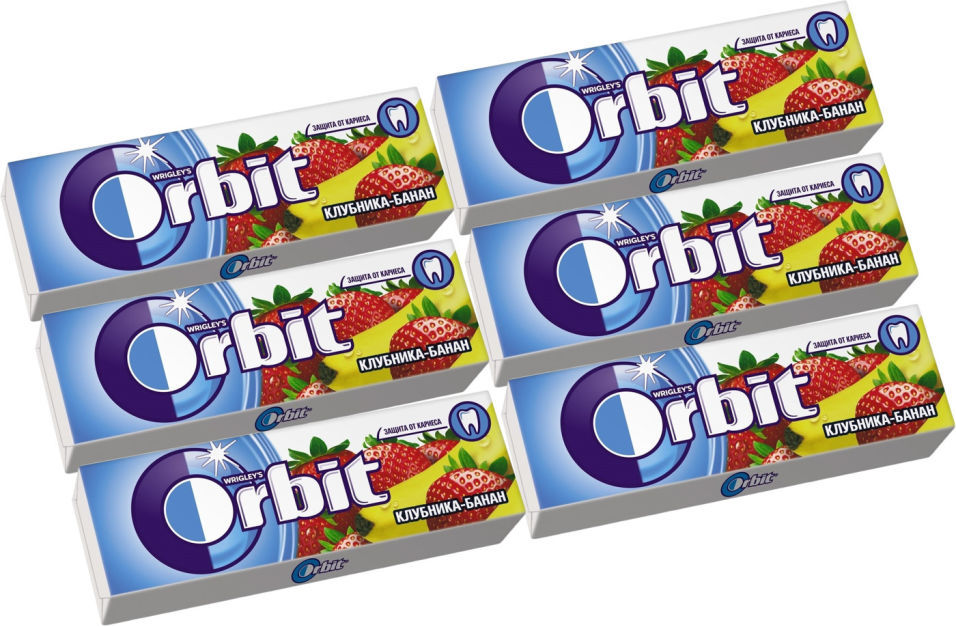 Жевательная резинка Orbit Клубника-Банан 136г упаковка 6 шт 168₽
