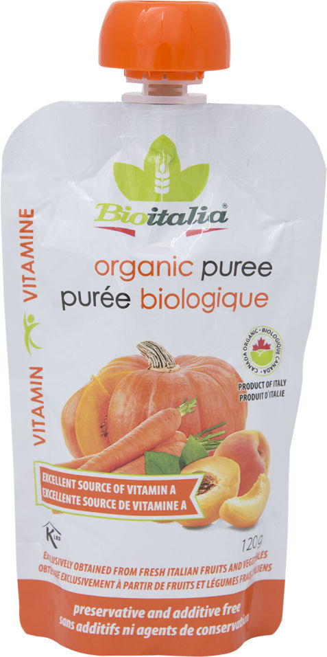 Пюре Bioitalia из моркови абрикоса и тыквы 120г