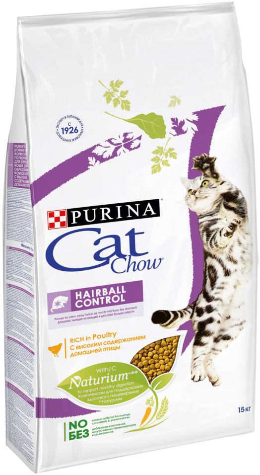 Сухой корм для кошек Cat Chow Hairball Control с домашней птицей 15кг Сухой корм для кошек Cat Chow Hairball Control с домашней птицей 15кг
