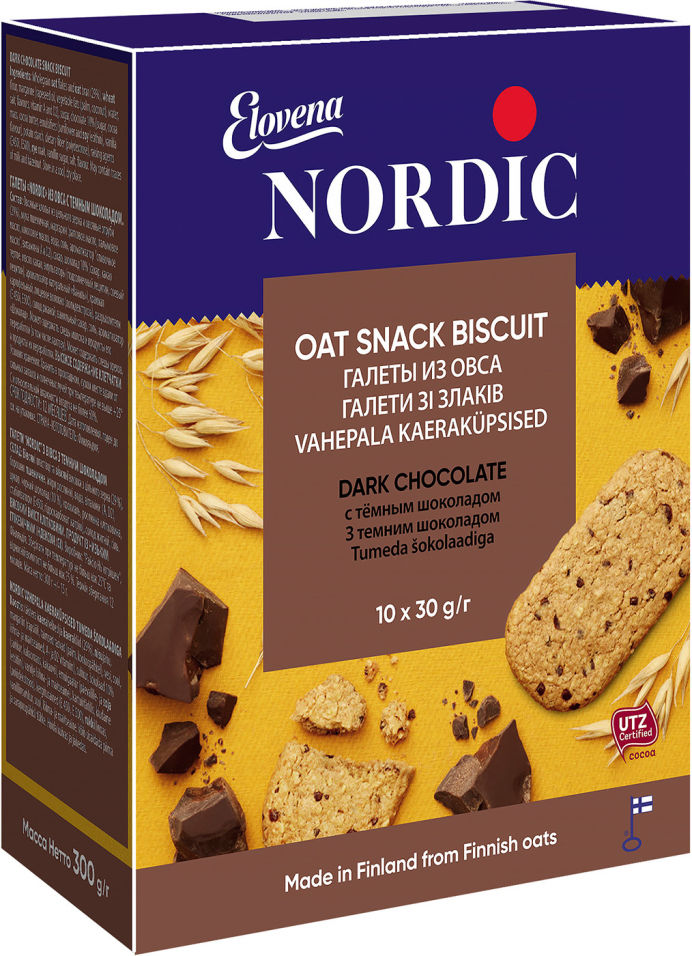 Галеты Nordic из овса с темным шоколадом 300г