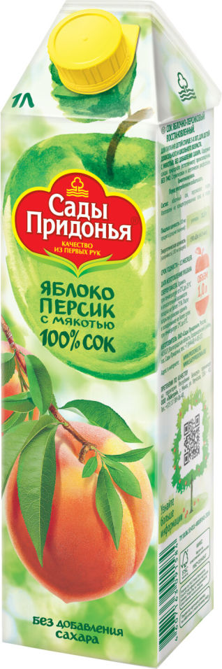 Сок Сады Придонья Яблоко-персик с мякотью 1л Сок Сады Придонья Яблоко-персик с мякотью 1л