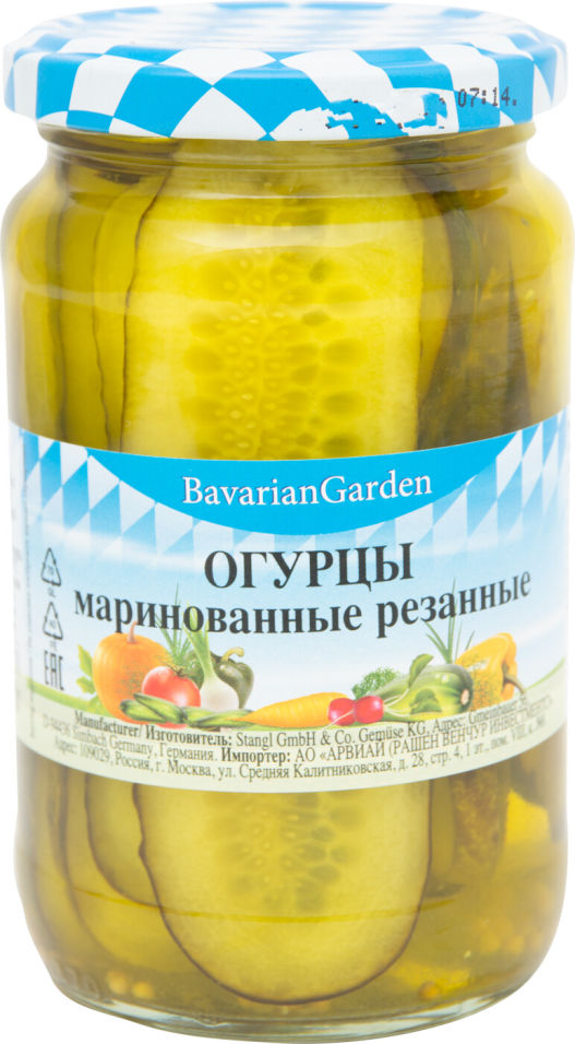 Огурцы Bavarian Garden маринованные резаные 330г