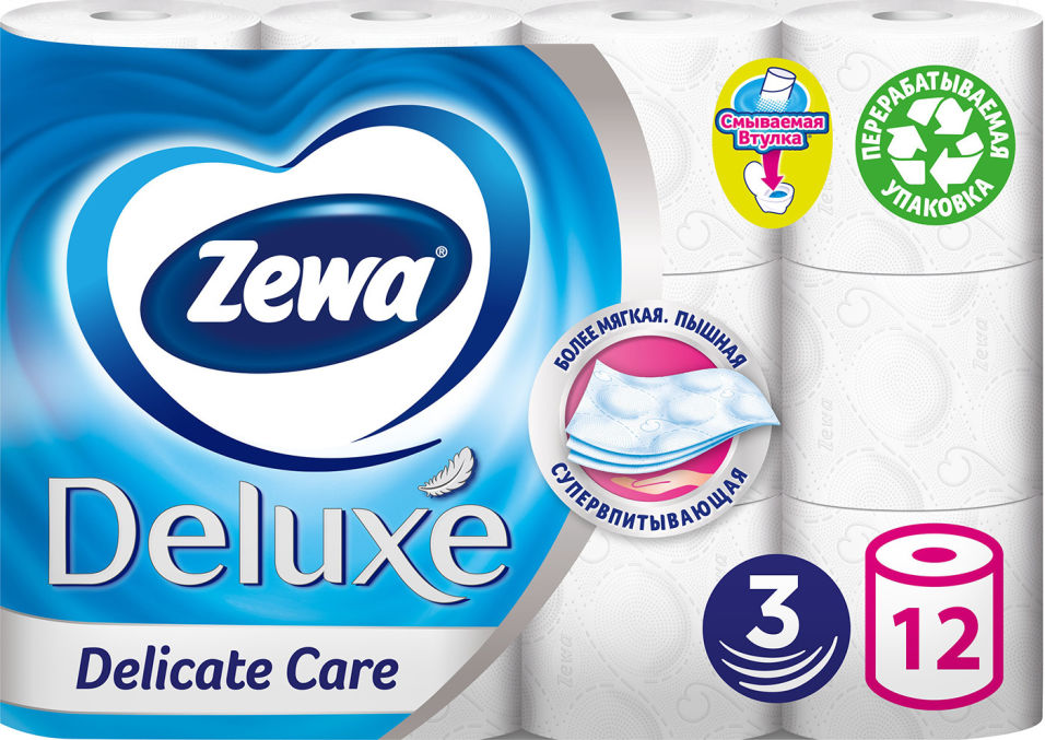 Отзывы о Туалетной бумаге Zewa Deluxe 12 рулона 3 слоя в ассортименте Отзывы о Туалетной бумаге Zewa Deluxe 12 рулона 3 слоя в ассортименте