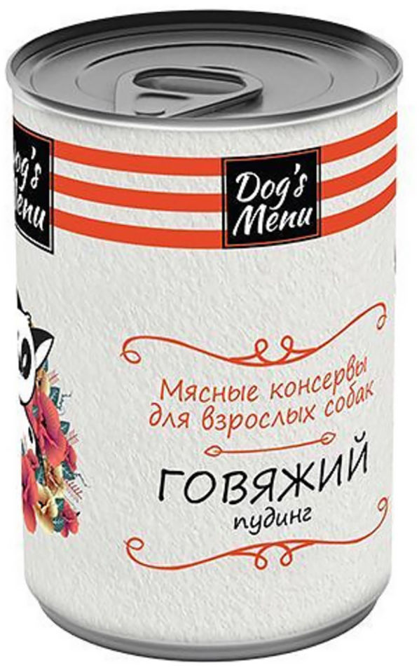 Влажный корм для собак Dogs Menu Говяжий пудинг 340г (упаковка 12 шт.)