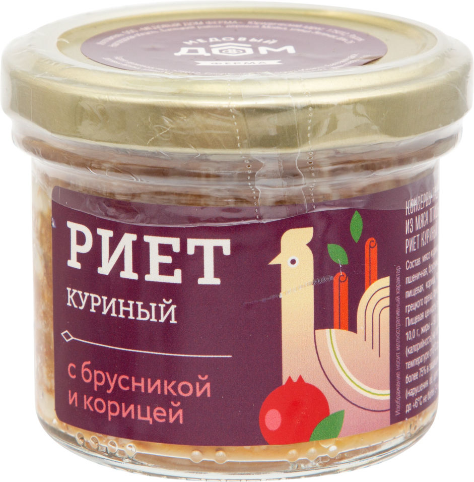 Риет Медовый дом ферма Куриный с брусникой и корицей 100г