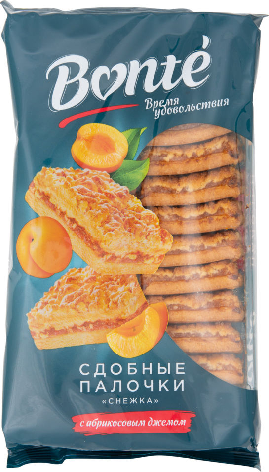 Палочки сдобные Bonte Снежка с абрикосовым джемом 370г