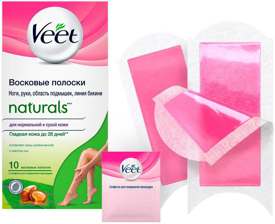 Полоски для депиляции Veet Naturals восковые с маслом ши 10шт