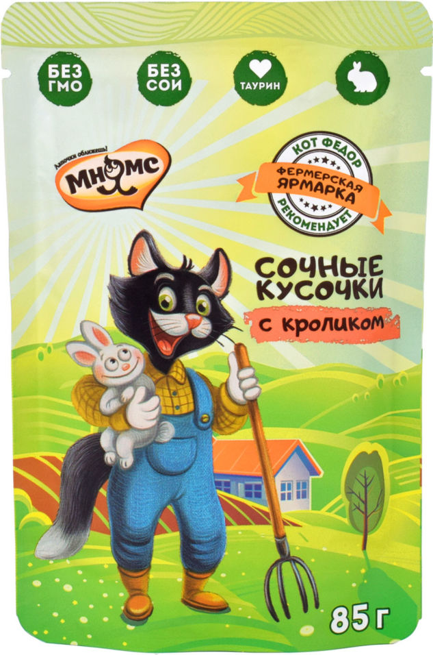 Корм для кошек Мнямс Фермерская ярмарка сочные кусочки с кроликом 85г Корм для кошек Мнямс Фермерская ярмарка сочные кусочки с кроликом 85г